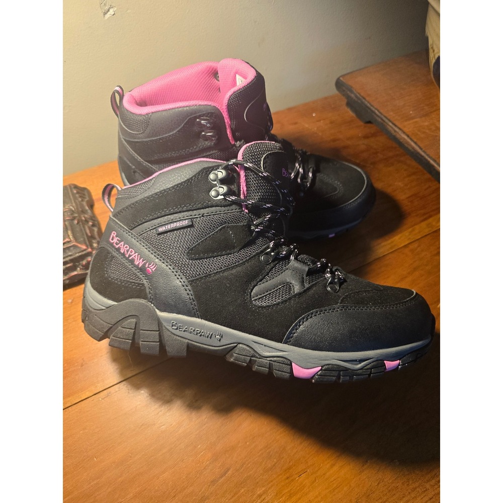Bearpaw Corsica Wide Womens Black Pink Waterproof Hiking Boots 4390X Size 12